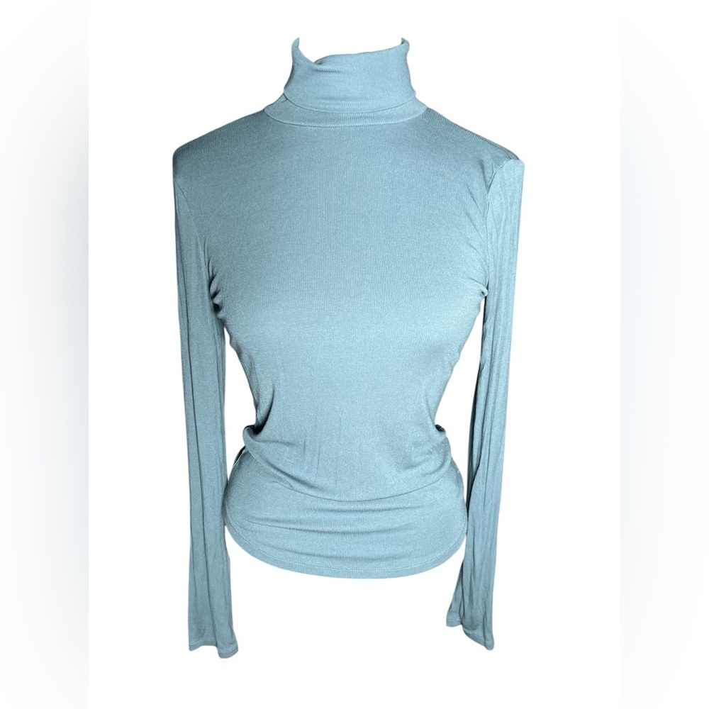 Aritzia Sunday Best freshman Light Blue Long Sleeve ribbed turtle neck Top M